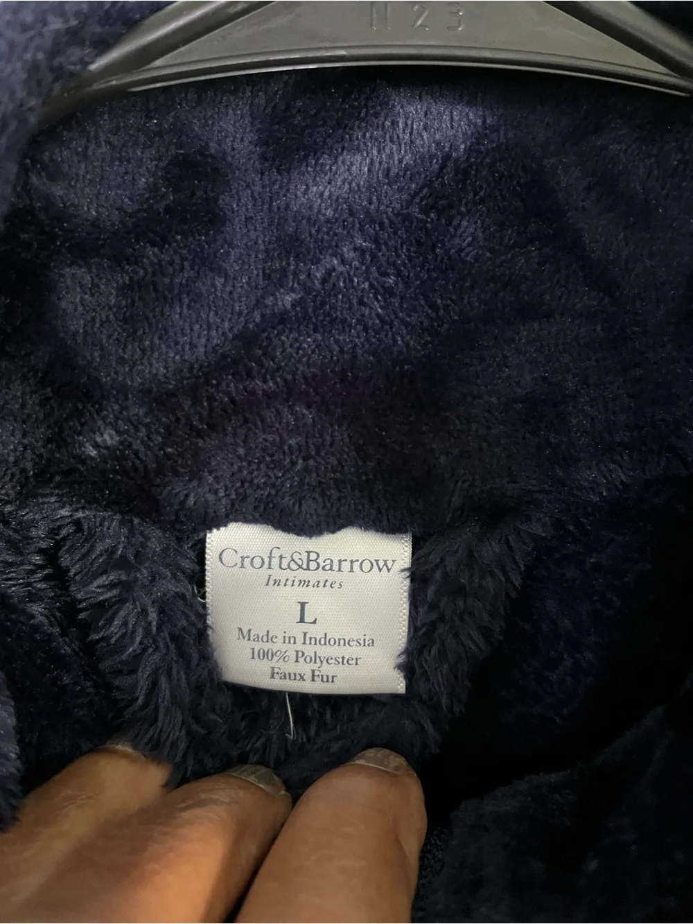 Croft And Barrow Faux Fur Intimates Plush Long Zip-Front Robe - Navy. NWOT